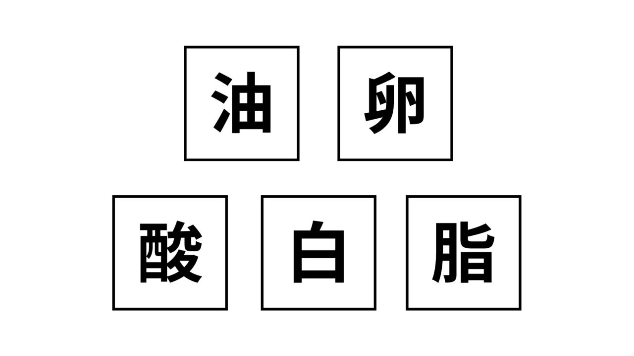 【クイズ】この5つの文字は何の食べ物を表している？ヒントはみんな大好きな調味料！正解は...　