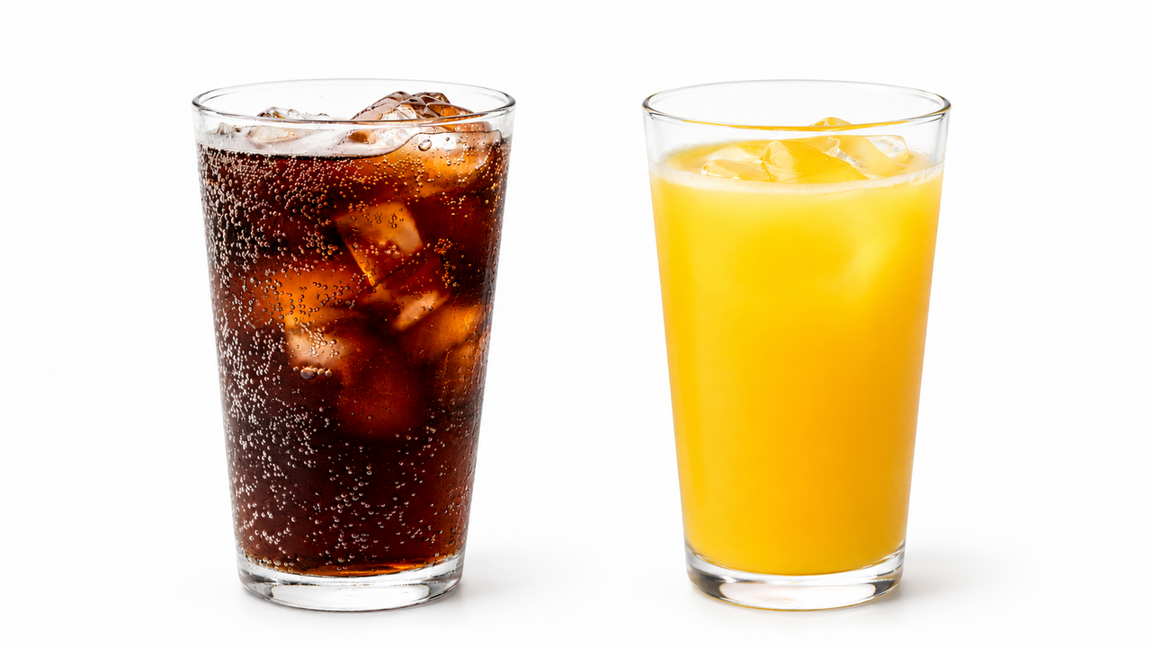 糖質量「右と左」どっちが多い？コーラと果汁100%オレンジジュース、意外と知らない正解は…