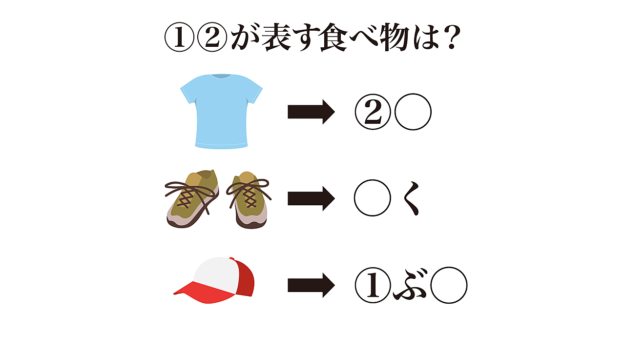 【謎解きクイズ】①②が表す食べ物は何？イラストの共通点に注目！気になる正解は…