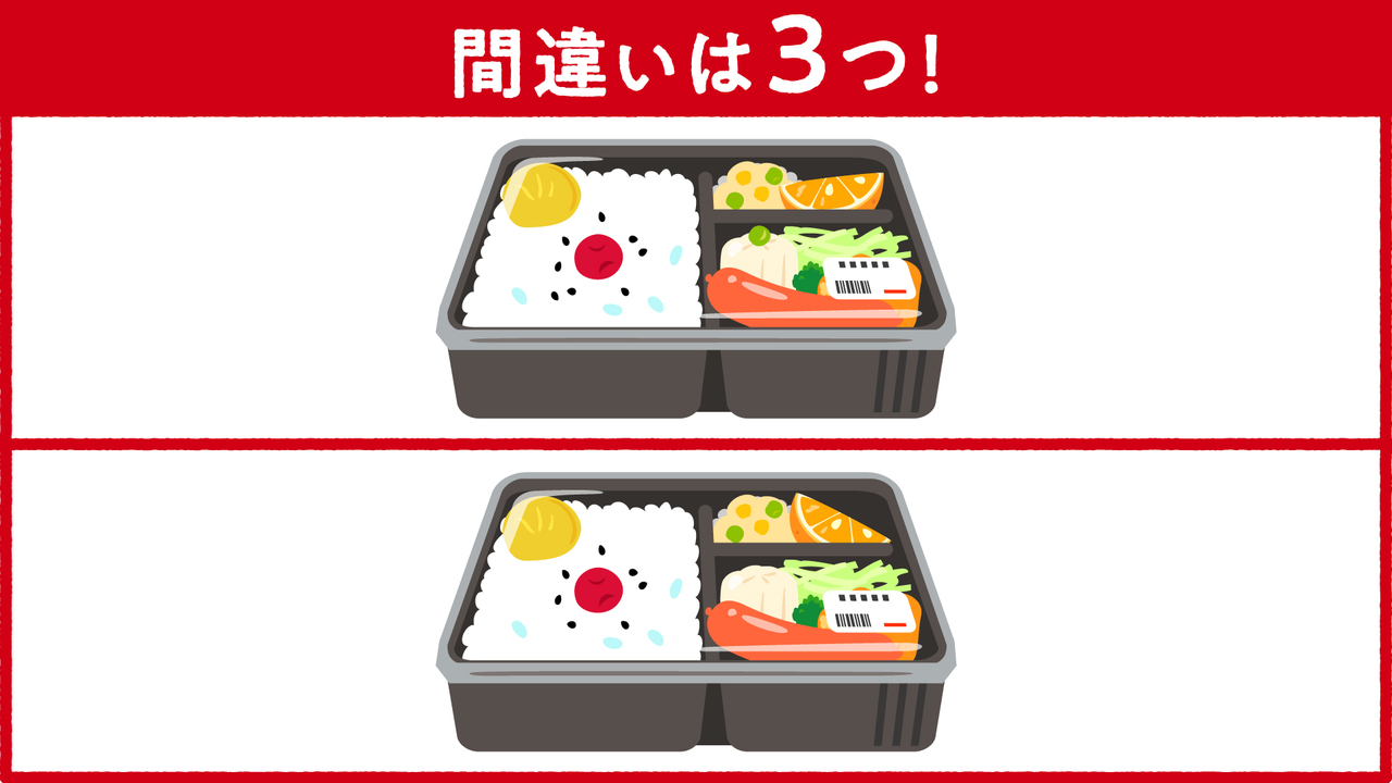 【間違い探し】“お弁当”に隠れた答えは全部で3つ！すべて分かったらスゴい正解は…