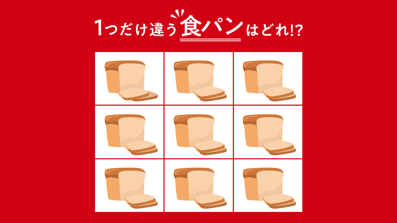 【クイズ】子どもも解ける！1つだけ違う“食パン”はどこ？正解は…