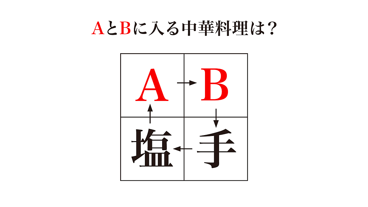 【クイズ】AとBに入る漢字2文字の中華料理はなに？答えにちなんだレシピもご紹介！正解は…