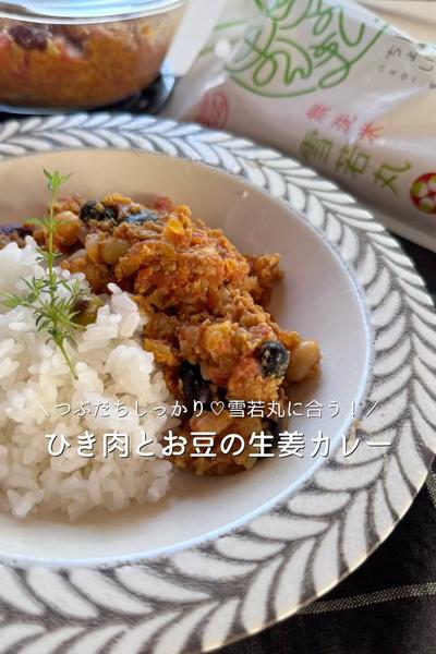 雪若丸に合う！ひき肉とお豆の生姜カレー