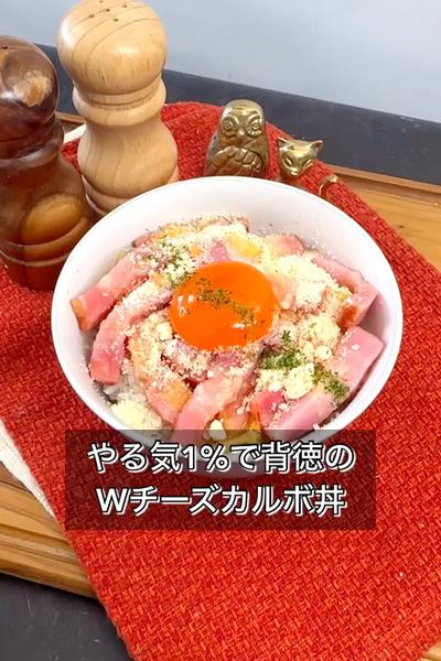 【やる気1%で背徳のWチーズカルボ丼】