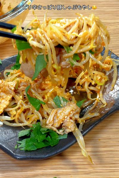 冷やしてもうまい！ピリ辛さっぱり豚しゃぶもやし😋