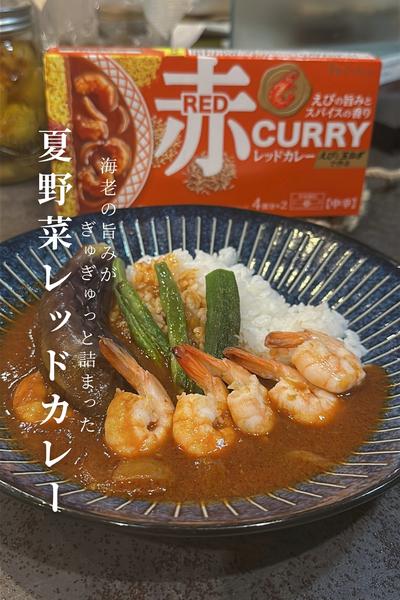 海老の旨みがぎゅっと詰まった夏野菜レッドカレー