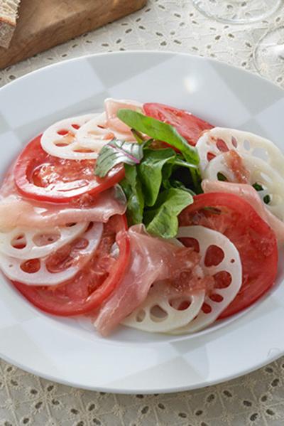 れんこんと生ハムのカルパッチョ風サラダ