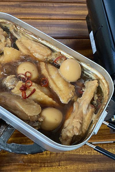 手羽中とウズラ卵のぽん煮/メスティン