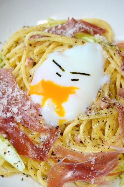 生ハムとアスパラのカルボナーラ🍝
