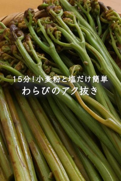 15分！小麦粉と塩だけで簡単【わらびのあく抜き】