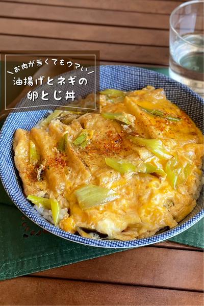 ＼美味しい節約飯／
『ネギと油揚げの卵とじ丼』