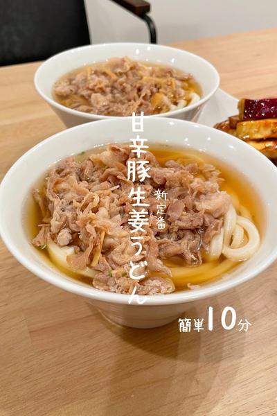 甘辛豚生姜うどん