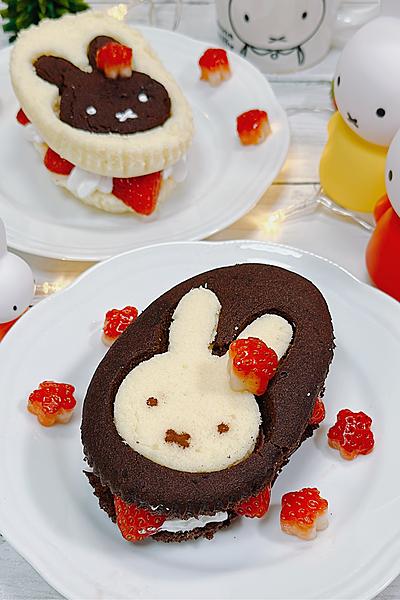 北海道チーズケーキで作るミッフィーちゃんケーキ 