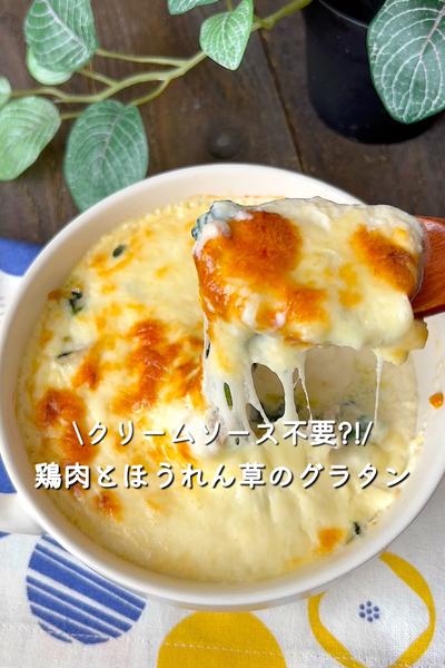 鶏肉とほうれん草のグラタン