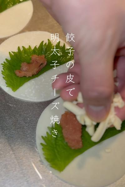餃子の皮で明太子チーズ焼き