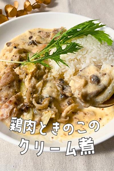 米粉でかんたん！鶏肉ときのこのクリーム煮🍄‍🟫