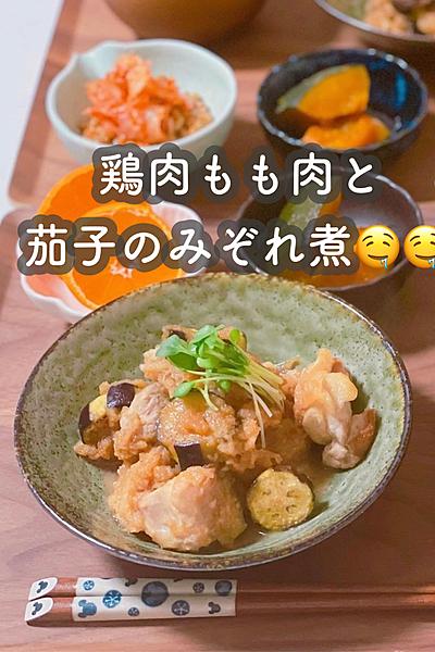鶏もも肉となすのみぞれ煮♩