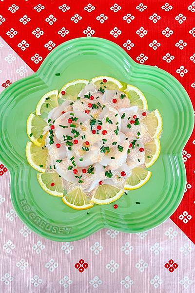 ホタテのカルパッチョ明太マヨソース