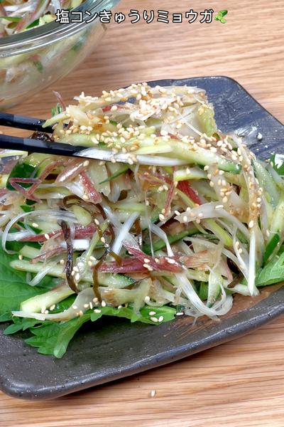 食欲なくてもパクっといける🤤塩コンきゅうりミョウガ