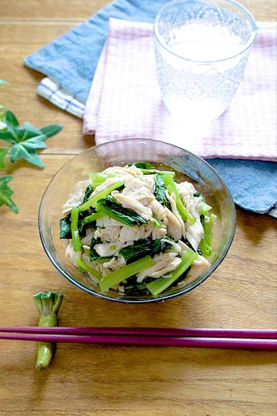 レンジで簡単高タンパク！ささみと小松菜のわさび和え