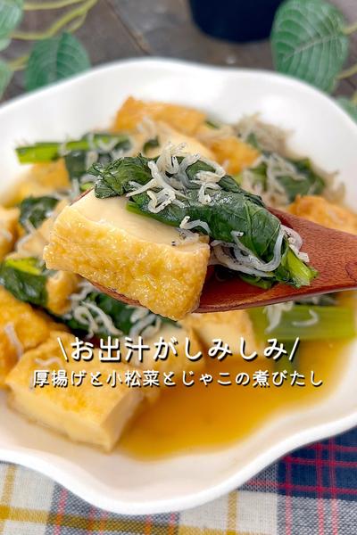厚揚げと小松菜とじゃこの煮びたし