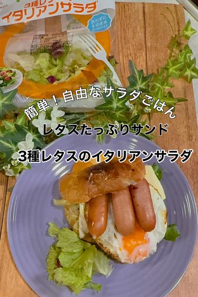 イタリアンサラダたっぷりのレタスサンドで朝食！