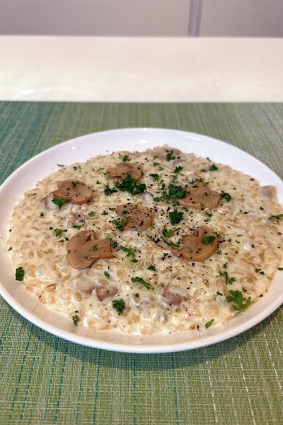 15分で！マッシュルームの本格玄米チーズリゾット