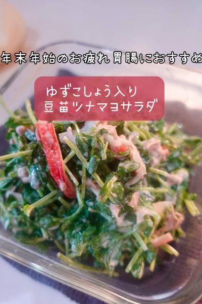 お疲れ胃腸に！
柚子胡椒入り豆苗ツナマヨサラダ
