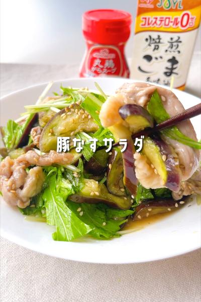 レンジで簡単！メインにもなる豚なすサラダ🐷🍆