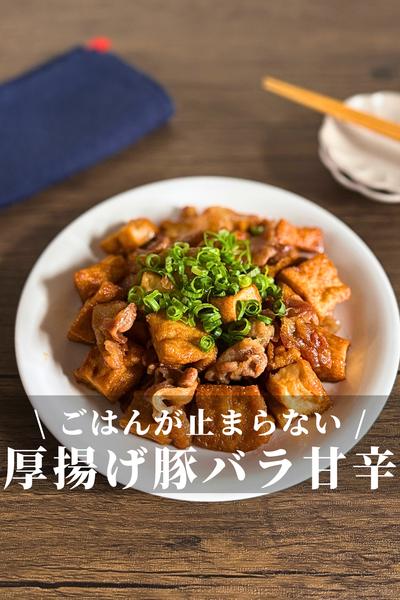 ごはんが進む！厚揚げと豚バラの甘辛炒め