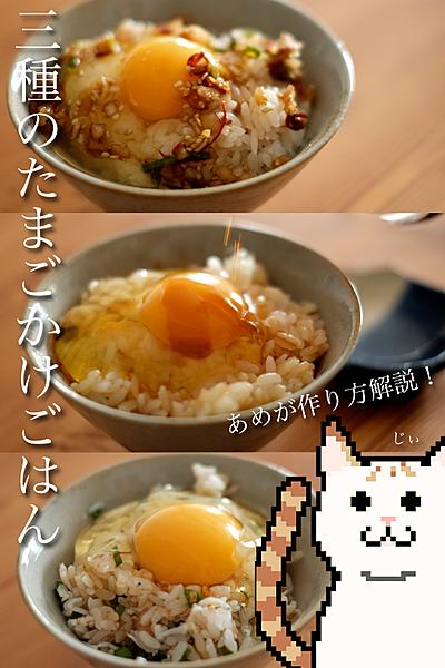 三種の卵かけご飯！あめの解説ありverです！