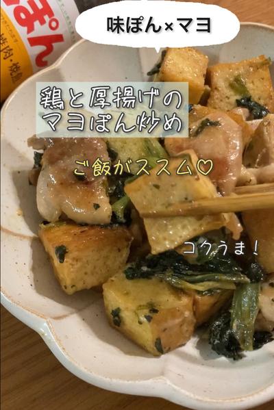 鶏ももと厚揚げのマヨぽん炒め
