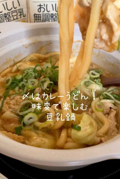 〆はカレーうどん！味変で最後まで楽しむ豆乳鍋