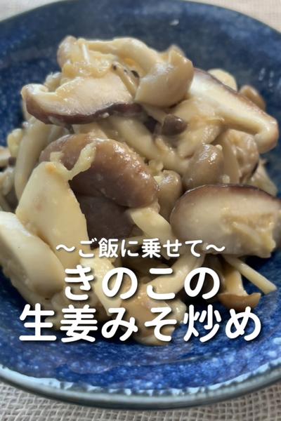 \ご飯に乗せて♡/
【きのこの生姜みそ炒め】