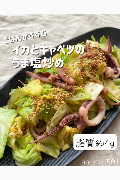 低脂質！イカとキャベツのうま塩炒め