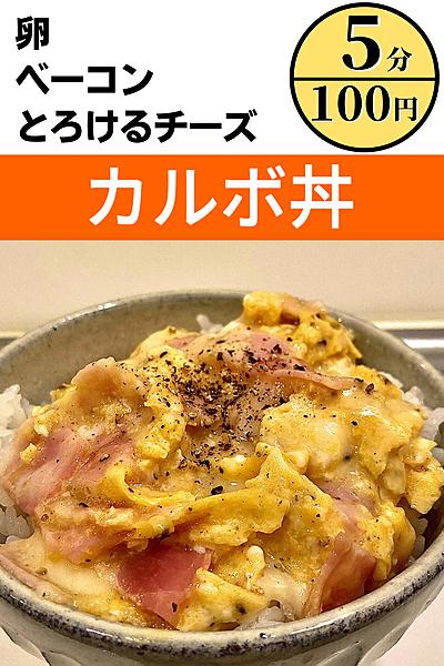 【5分×100円】カルボ丼