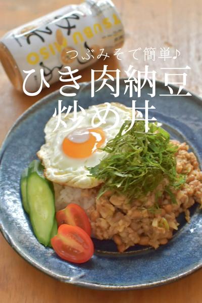「つぶみそ」で簡単♪ひき肉納豆炒め丼
