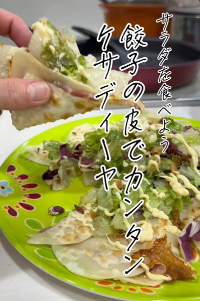 切り物ナシで簡単！サラダを食べるケサディーヤ