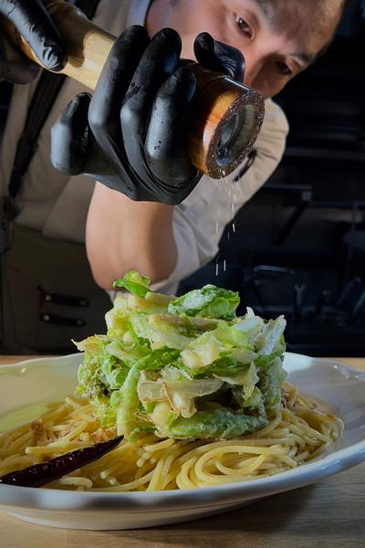 ストーリーレシピ✨【山菜のかき揚げペペロンチーノ】