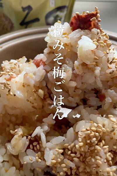 秋の行楽おにぎりに！粒みそ梅ごはん🍙
