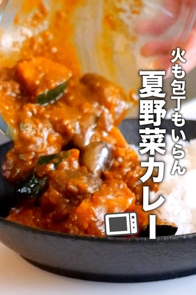 お鍋不要！レンジだけで作れる夏野菜カレーの作り方！