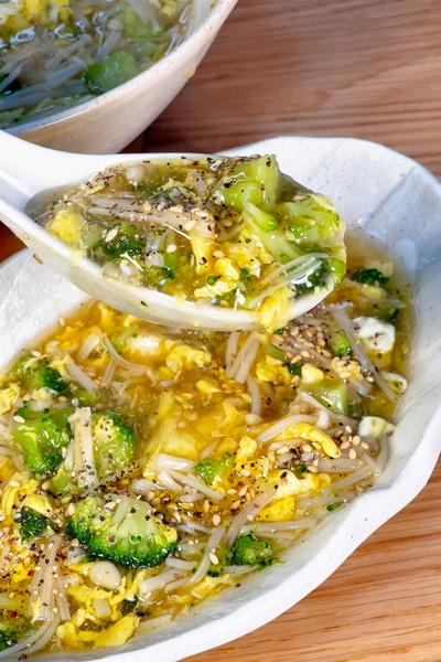 超絶ヘルシー✨えのブロ卵スープ🥦