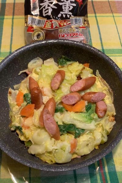 ウィンナーのせチヂミ風