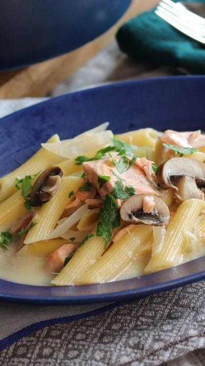 bestpotでサーモンクリームパスタ