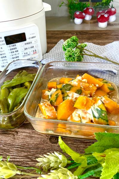 かぼちゃクリチー煮&ピーマン煮浸し