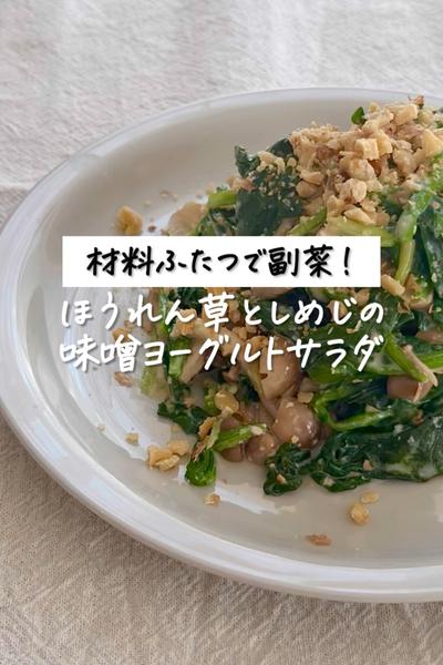 《ほうれん草としめじの味噌ヨーグルトサラダ》