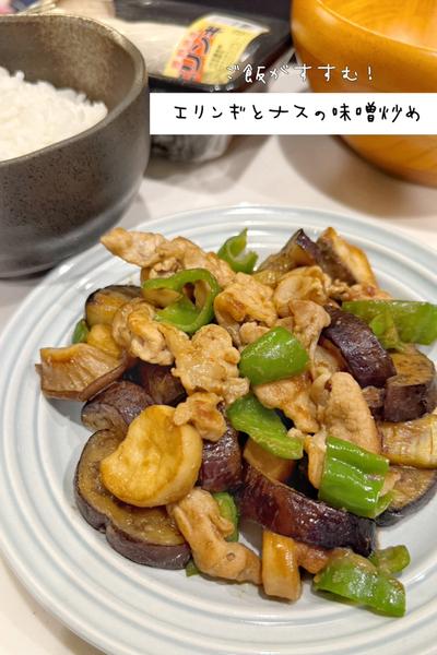 エリンギとナスの味噌炒め🍆