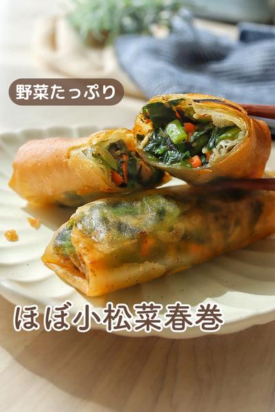 【大量消費】ほぼ野菜！小松菜1袋まるまる入った春巻