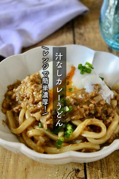 レンジで1発！汁なしカレーうどん