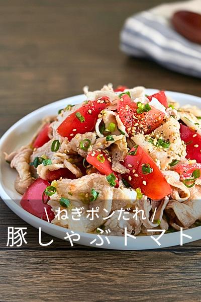 豚しゃぶとトマトのねぎポンサラダ